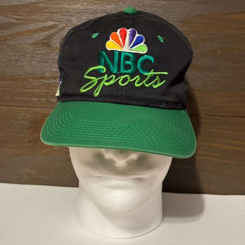 Vintage 90s NBC Sports Snapback Hat Sports Specialties Cap Black Green OSFA